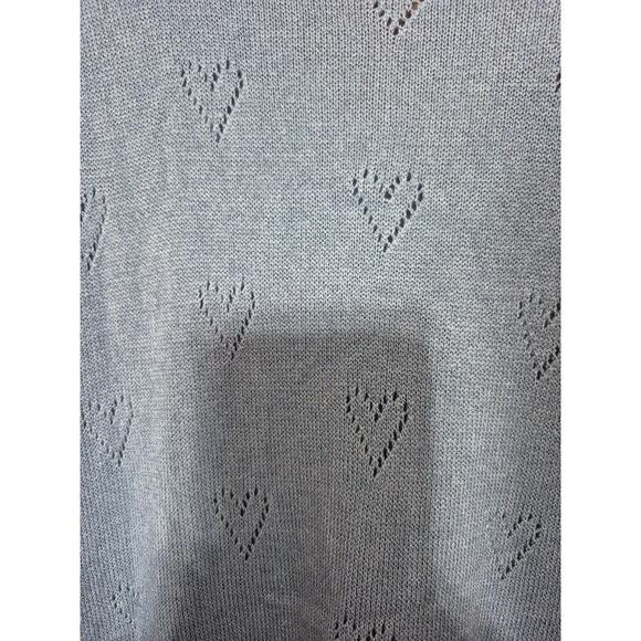 Made In Italy Women Sweater Blue Heart Knit Pullover Viscose Blend Stretch Vneck - Picture 5 of 6